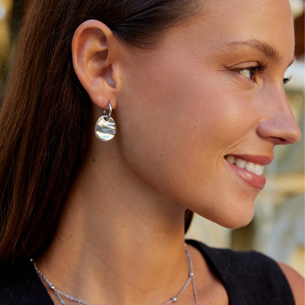 Swinging Silver-Tone Disc Drop Earrings