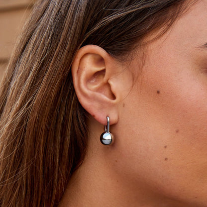 Smooth Bar Detail Silver-Tone Hoop Earrings
