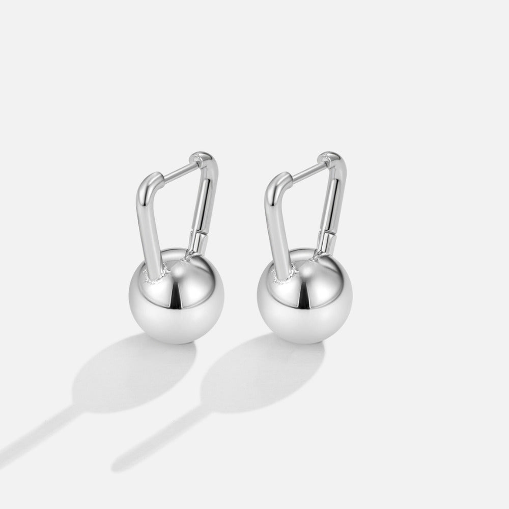 Smooth Bar Detail Silver-Tone Hoop Earrings
