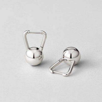 Smooth Bar Detail Silver-Tone Hoop Earrings