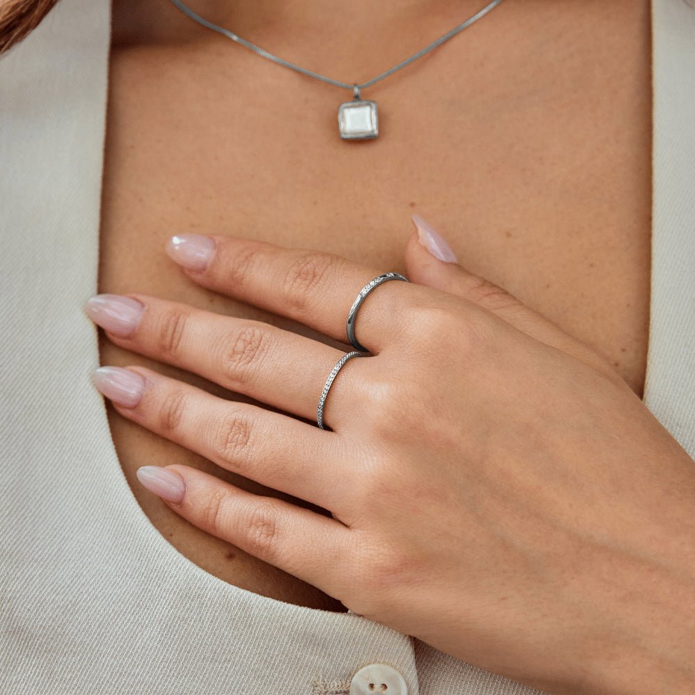 Full Circle Silver-Tone Crystal Eternity Ring