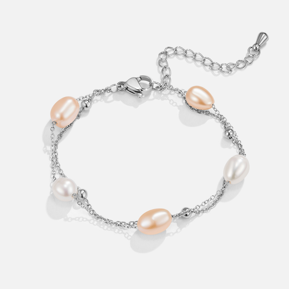 Multi-Strand Silver-Tone Pearl Bracelet