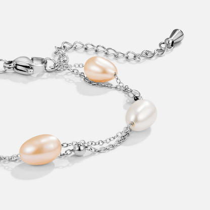 Multi-Strand Silver-Tone Pearl Bracelet