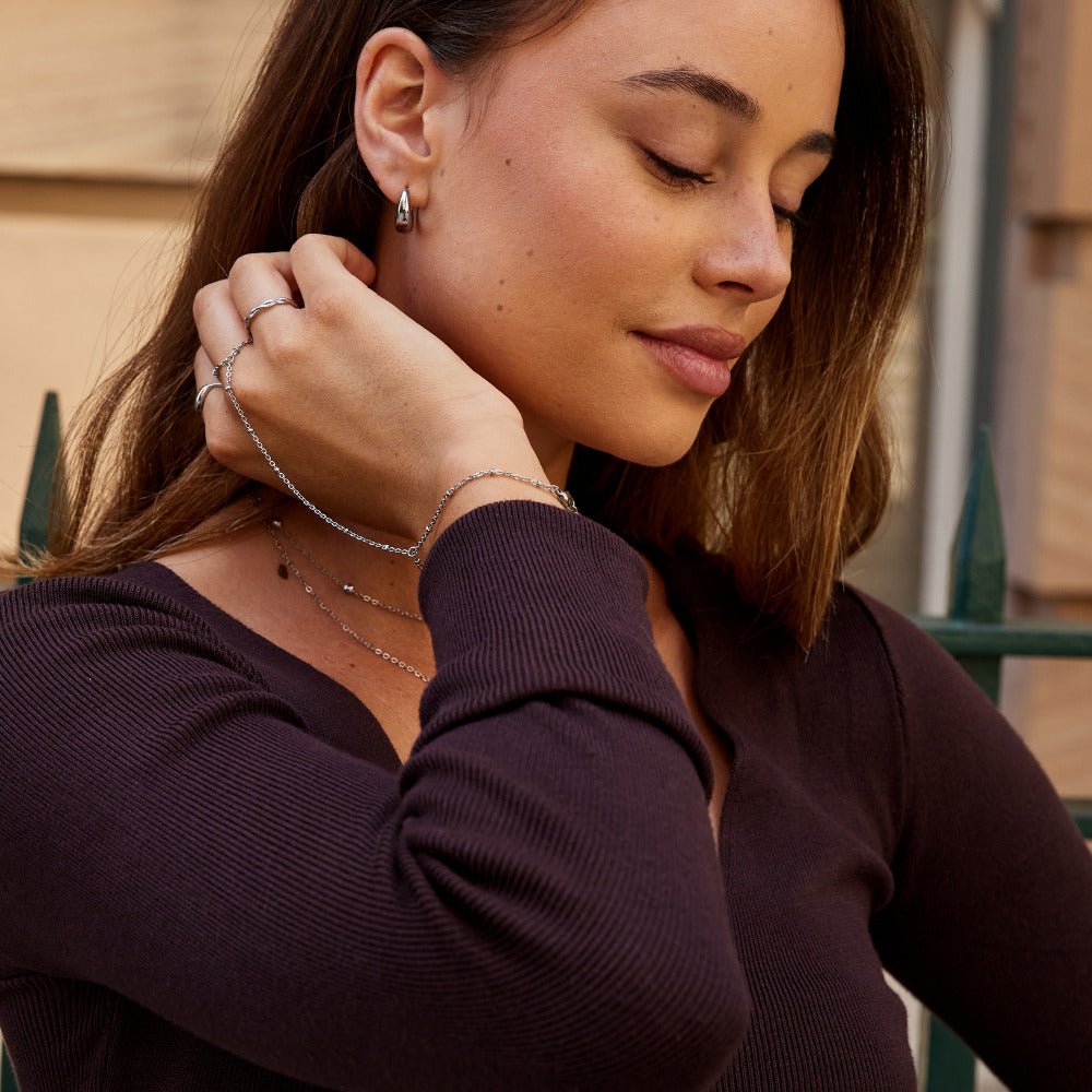 Draped Silver-Tone Hand Chain Bracelet