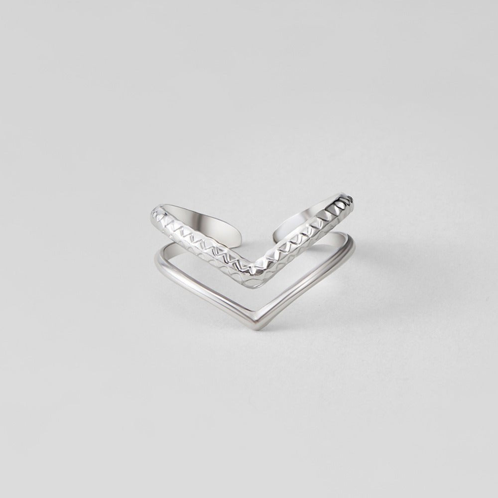 Harper Silver-Tone Double Wrap Layered Ring