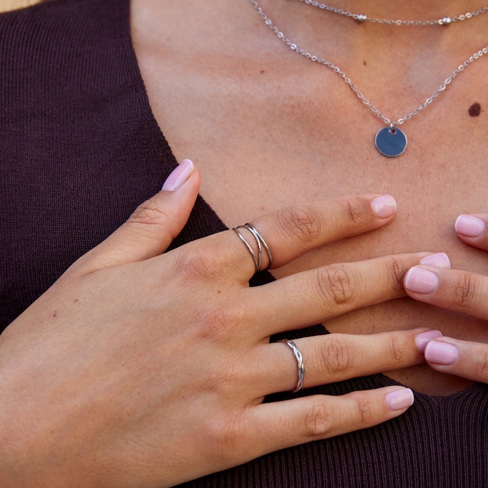 Silver-Tone Endless Loop Everyday Ring