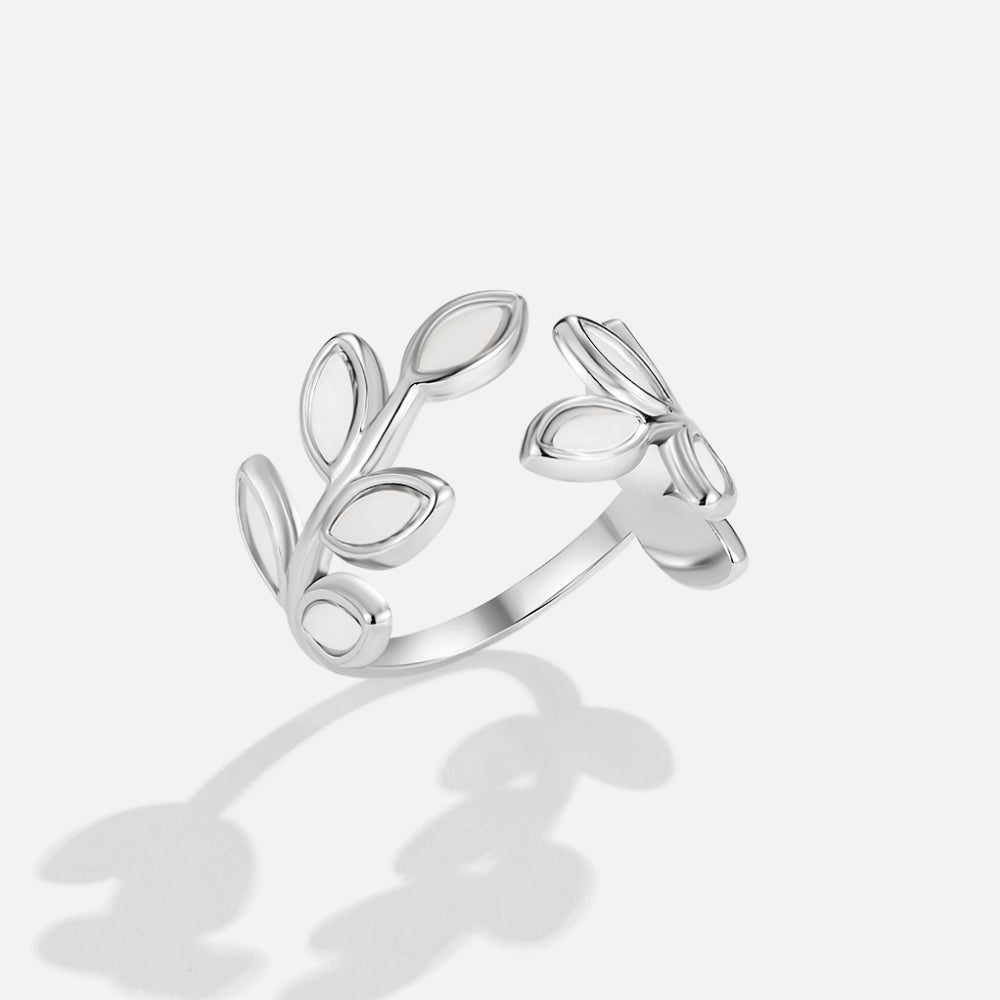 Trailing Leaf Silver-Tone Slim Band Ring