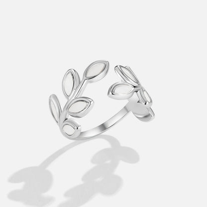 Trailing Leaf Silver-Tone Slim Band Ring
