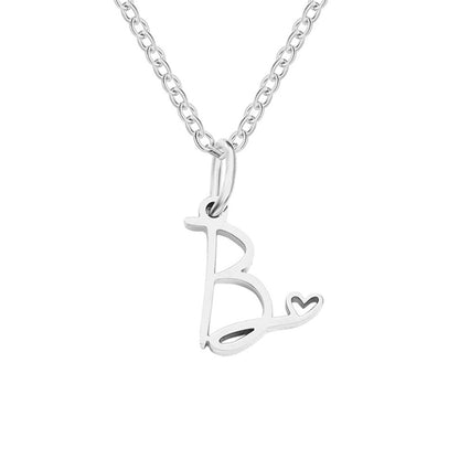 Initial Heart Charm Silver-Tone Necklace
