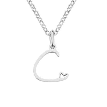 Initial Heart Charm Silver-Tone Necklace