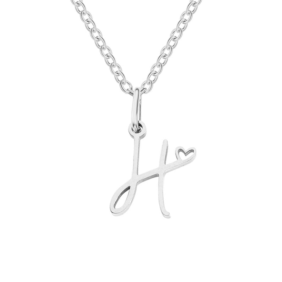 Initial Heart Charm Silver-Tone Necklace