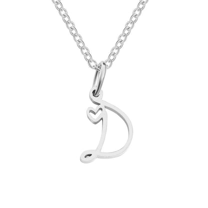 Initial Heart Charm Silver-Tone Necklace