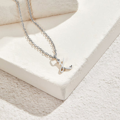 Initial Heart Charm Silver-Tone Necklace