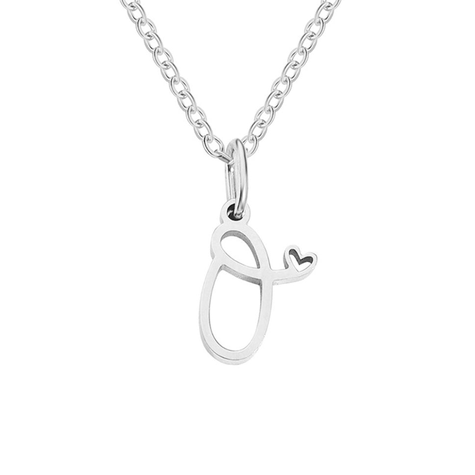 Initial Heart Charm Silver-Tone Necklace