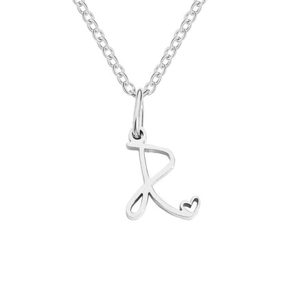 Initial Heart Charm Silver-Tone Necklace