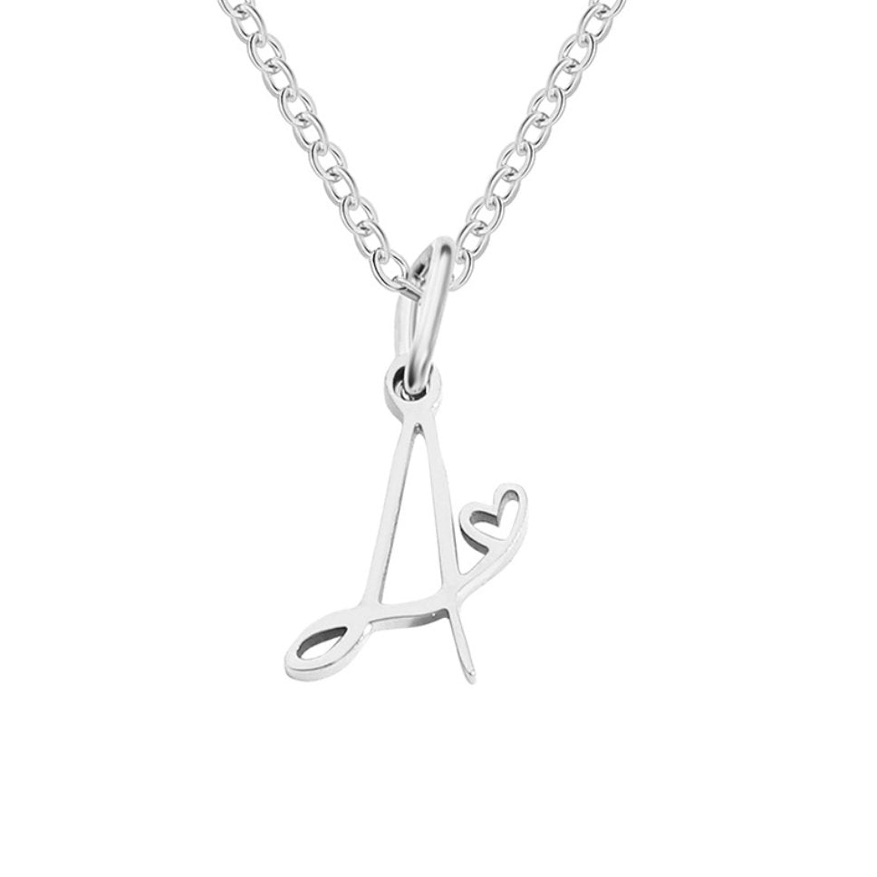 Initial Heart Charm Silver-Tone Necklace