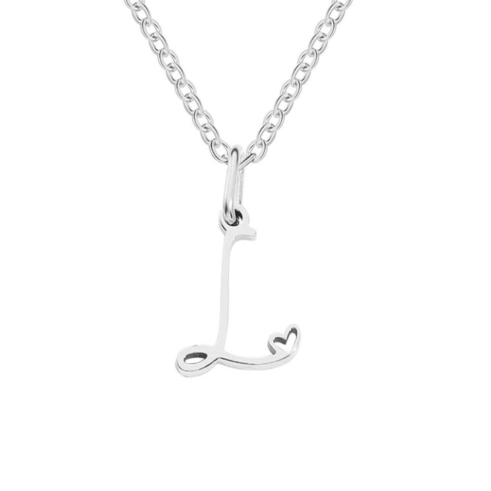 Initial Heart Charm Silver-Tone Necklace