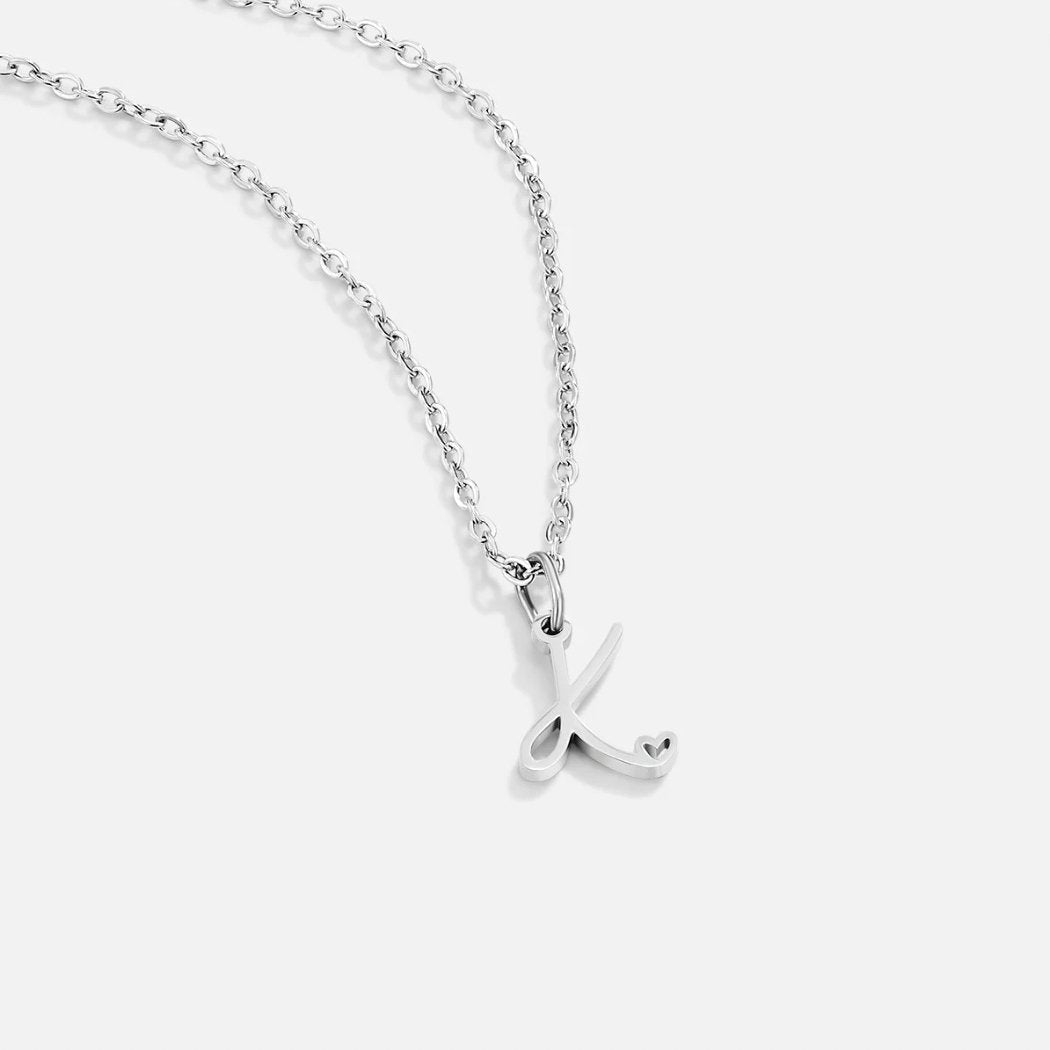 Initial Heart Charm Silver-Tone Necklace