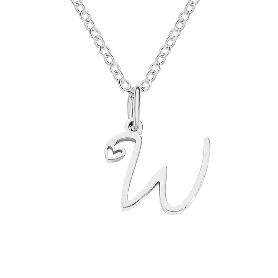 Initial Heart Charm Silver-Tone Necklace