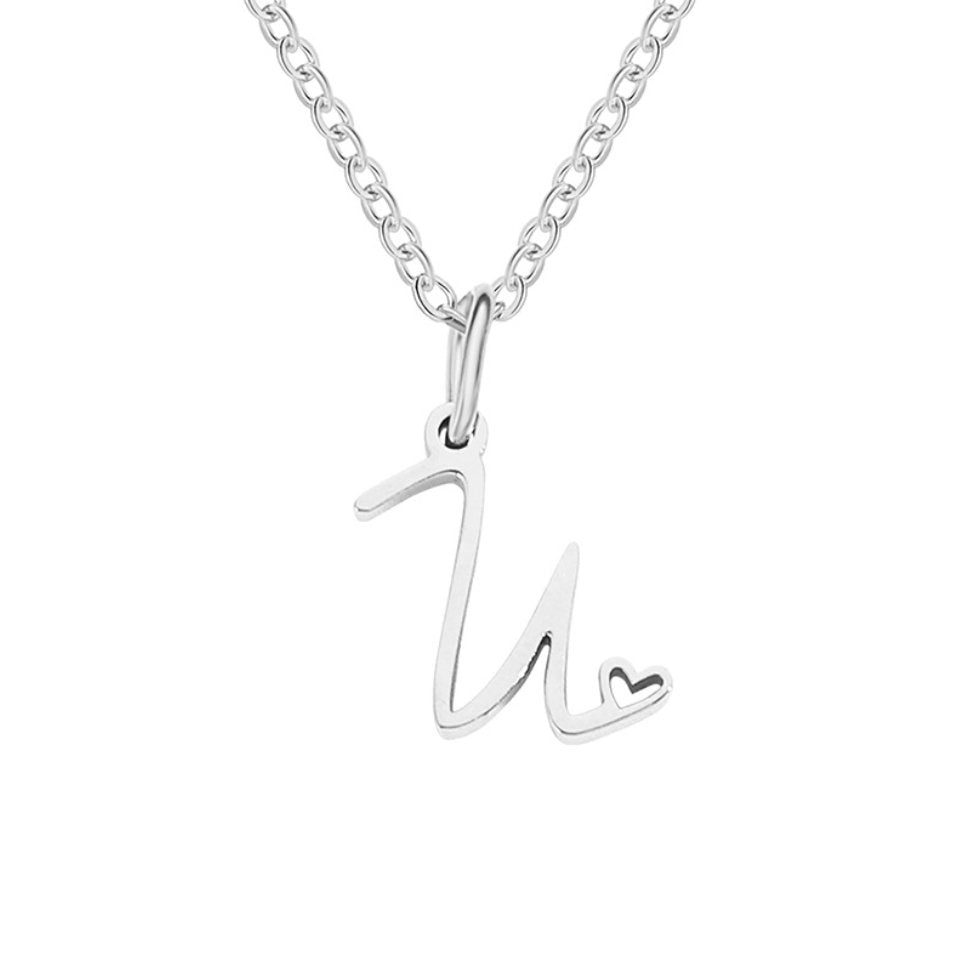 Initial Heart Charm Silver-Tone Necklace