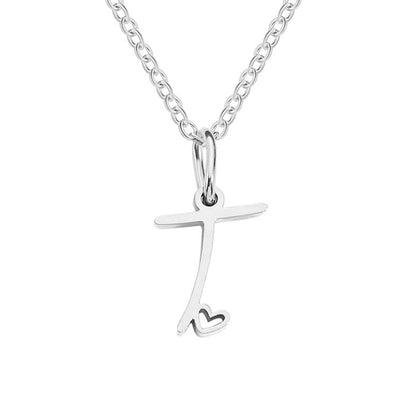 Initial Heart Charm Silver-Tone Necklace