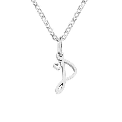 Initial Heart Charm Silver-Tone Necklace