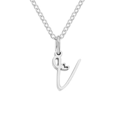 Initial Heart Charm Silver-Tone Necklace