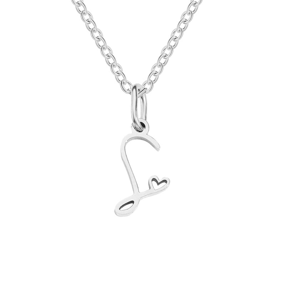 Initial Heart Charm Silver-Tone Necklace