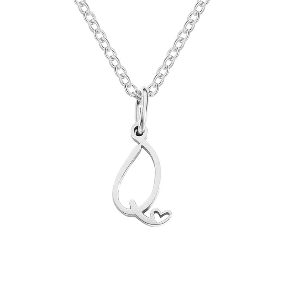 Initial Heart Charm Silver-Tone Necklace