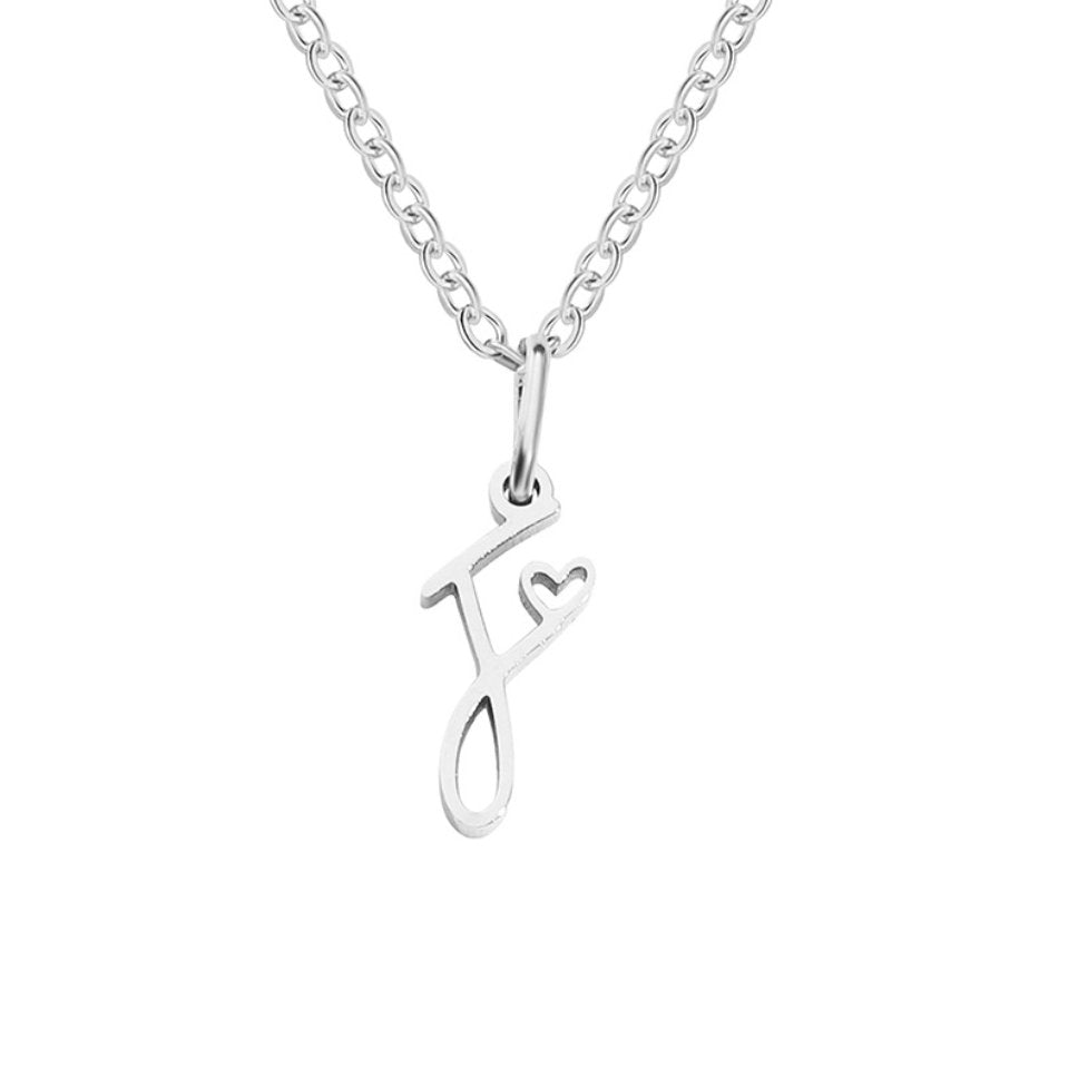 Initial Heart Charm Silver-Tone Necklace