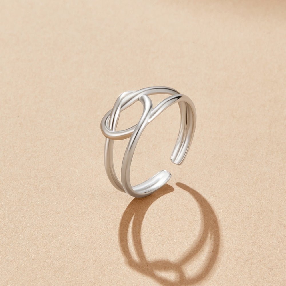 Knotted Ribbon Silver-Tone Everyday Ring