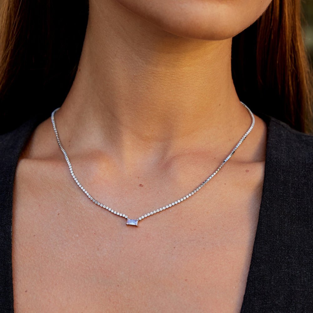Silver-Tone Clustered Crystal Evening Necklace