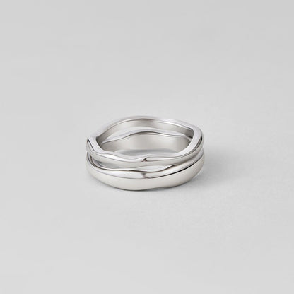 Madison Rippled Wave Silver-Tone Ring Set
