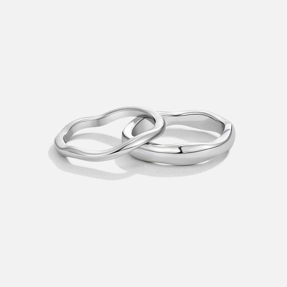 Madison Rippled Wave Silver-Tone Ring Set