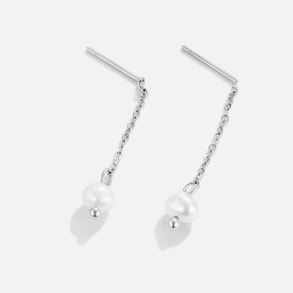 Maria Cool Silver-Tone Pearl Drop Earrings