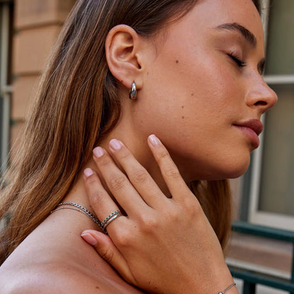 Marissa Green Crystal Silver-Tone Layer Ring