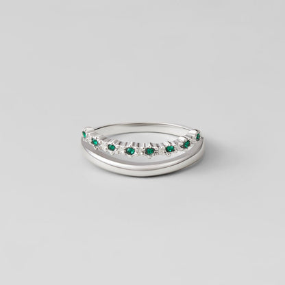 Marissa Green Crystal Silver-Tone Layer Ring