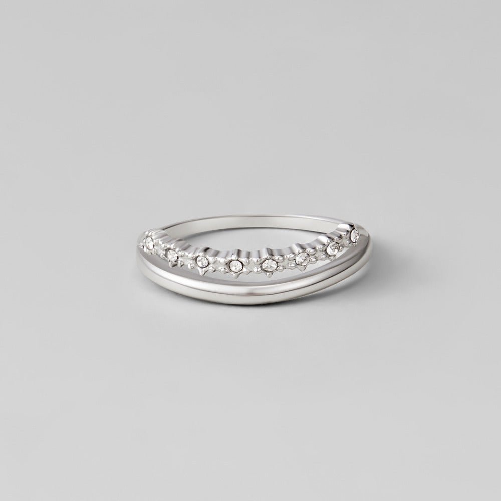 Marissa Clear Crystal Silver-Tone Layered Ring