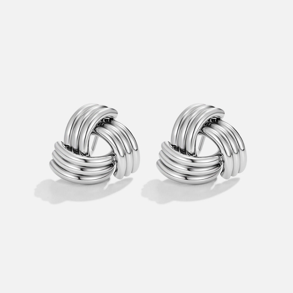 Bold Rope Twist Silver-Tone Stud Earrings