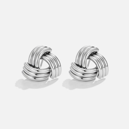 Bold Rope Twist Silver-Tone Stud Earrings