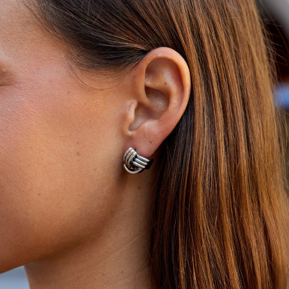 Bold Rope Twist Silver-Tone Stud Earrings