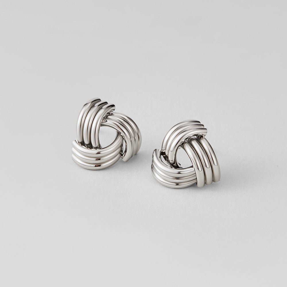 Bold Rope Twist Silver-Tone Stud Earrings