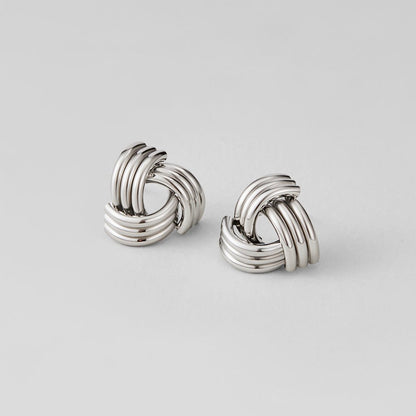 Bold Rope Twist Silver-Tone Stud Earrings