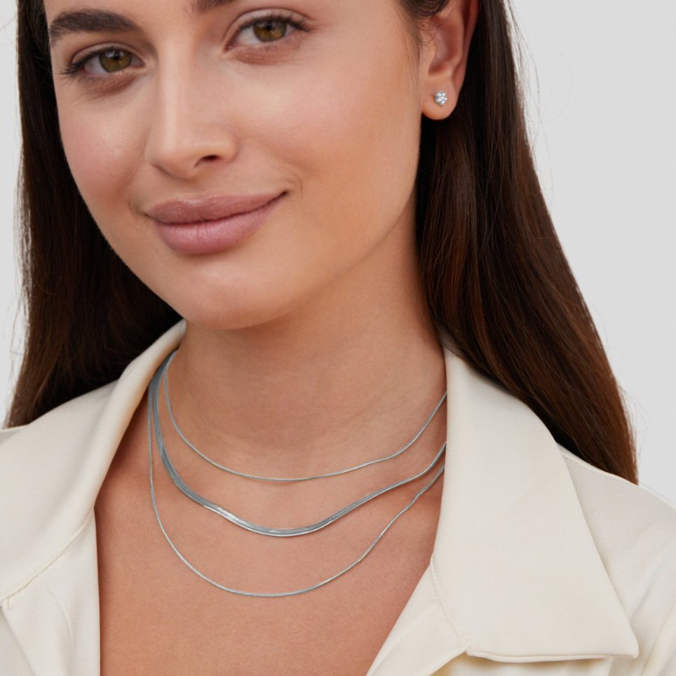 Fine Silver-Tone Triple Strand Necklace