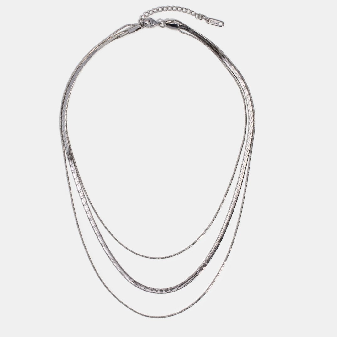 Fine Silver-Tone Triple Strand Necklace
