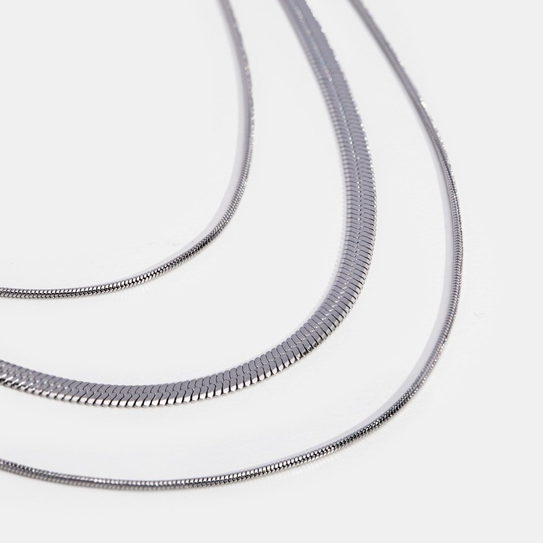Fine Silver-Tone Triple Strand Necklace