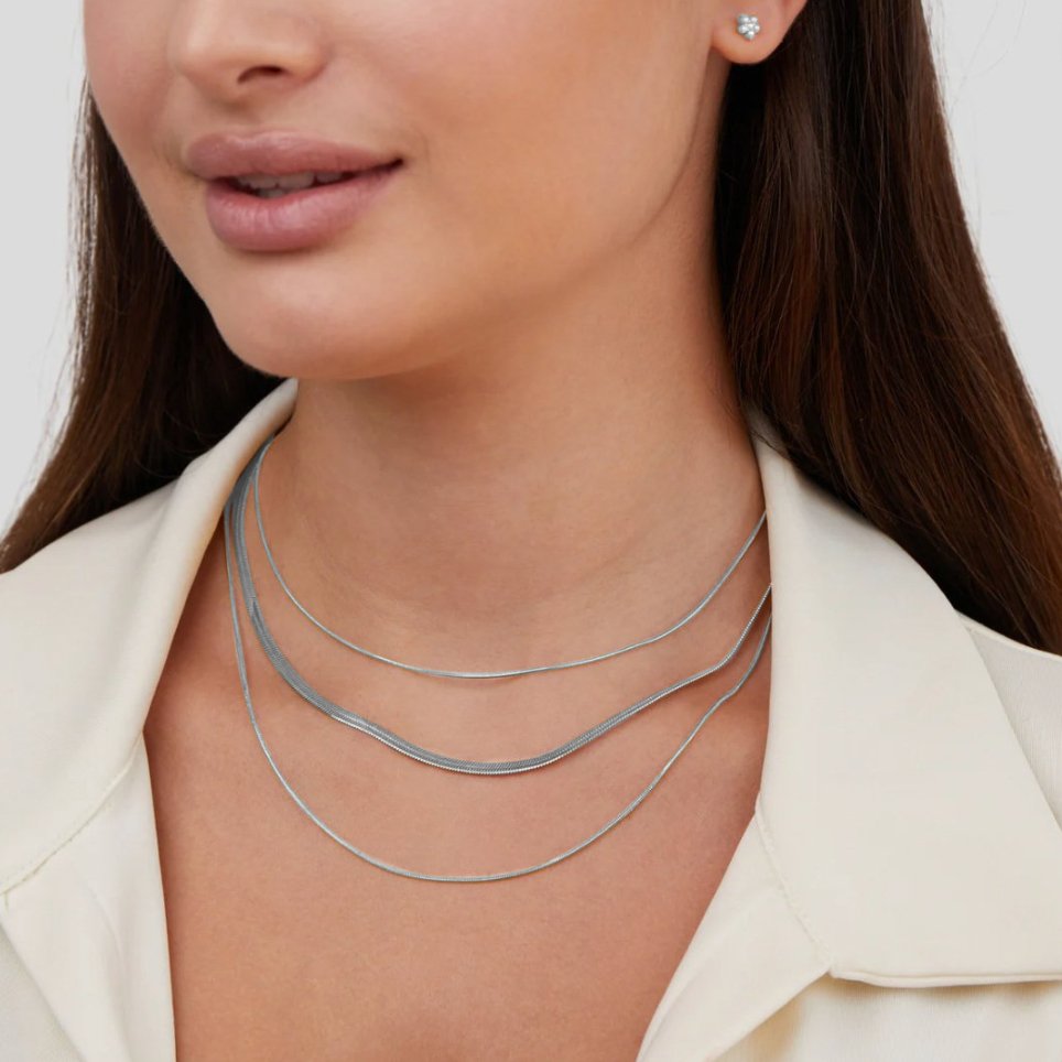 Fine Silver-Tone Triple Strand Necklace