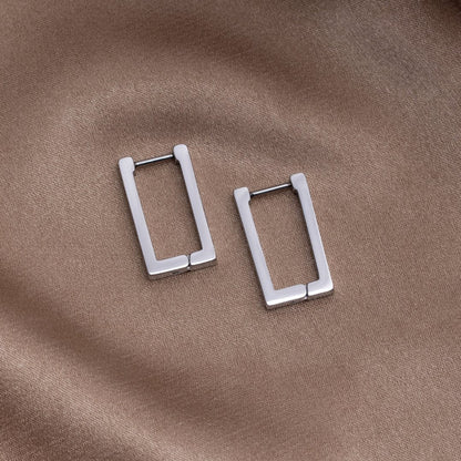 Angular Silver-Tone Rectangular Earrings