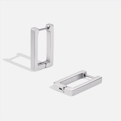 Angular Silver-Tone Rectangular Earrings