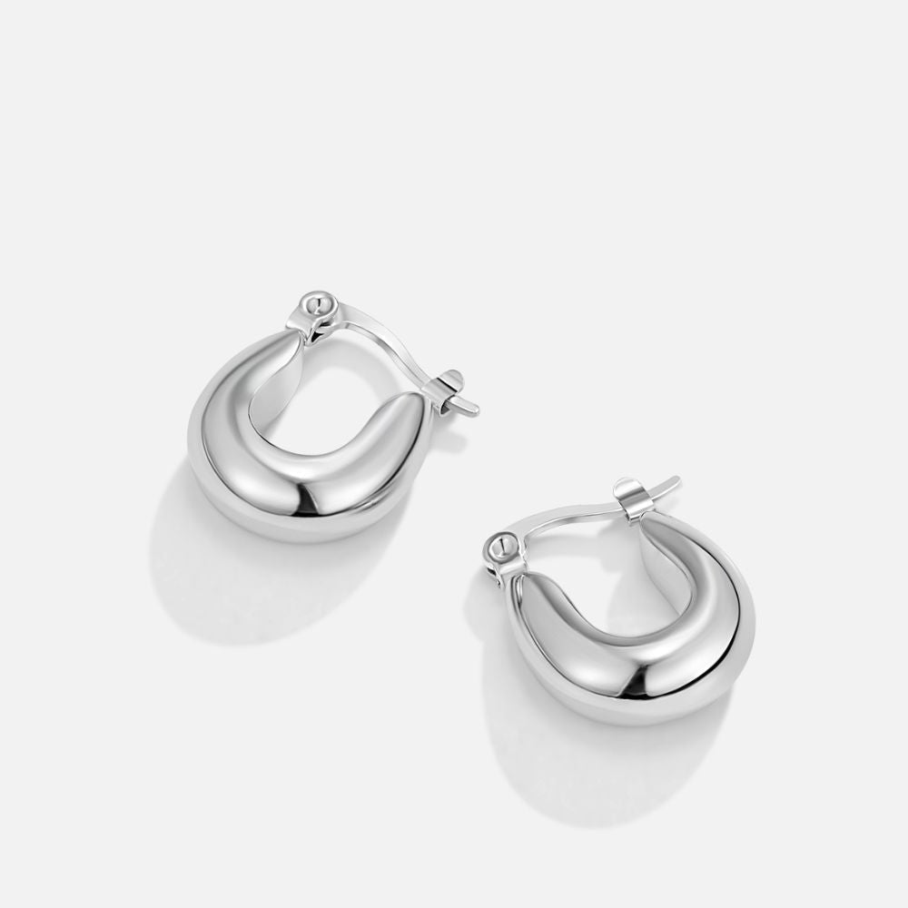 Serenity Smooth Silver-Tone Hoop Earrings
